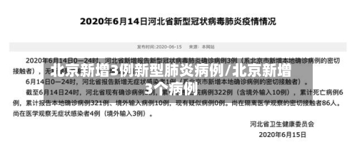 北京新增3例新型肺炎病例/北京新增3个病例