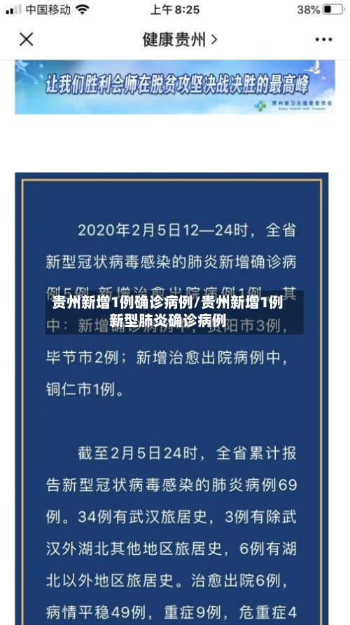 贵州新增1例确诊病例/贵州新增1例新型肺炎确诊病例