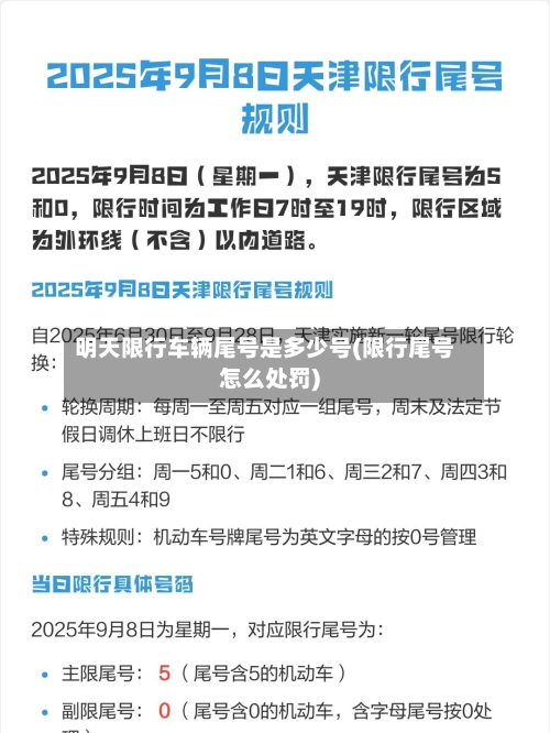 明天限行车辆尾号是多少号(限行尾号怎么处罚)